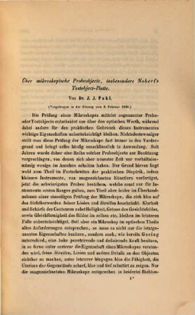 Über mikroskopische Probeobjecte, insbesonders Nobert's Testobject-Platte : vorgelegt in der Sitzung am 9. Februar 1860