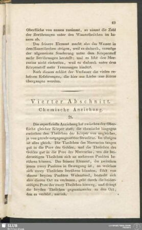 Vierter Abschnitt. Chemische Anziehung