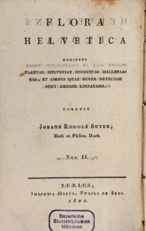Helvetiens Flora, 2