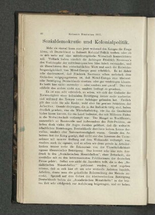 Sozialdemokratie und Kolonialpolitik.
