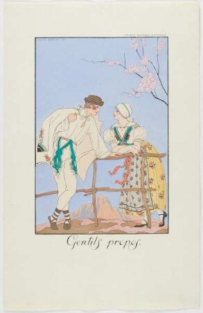 "Gentils propos", aus dem Mode-Almanach "Falbalas et Fanfreluches 1922"