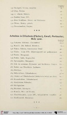 Arbeiten in Elfenbein (Fächer), Email, Perlmutter, Holz usw. (Nr. 154-172)