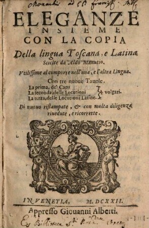 Eleganze insieme con la copia della lingua toscana e latina