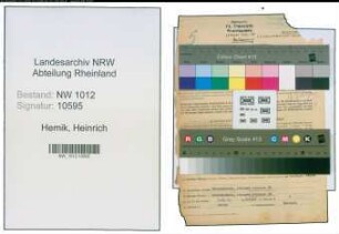 Entnazifizierung Heinrich Hemik , geb. 28.02.1910 (Metzger)