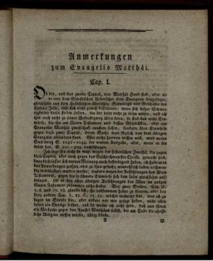 Anmerkungen zum Evangelio Matthäi