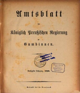Amtsblatt des Regierungspräsidenten in Gumbinnen. 50. 1860