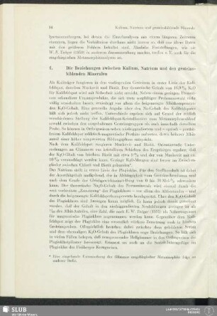 4. Die Beziehungen zwischen Kalium, Natrium und den gesteinsbildenden Mineralen