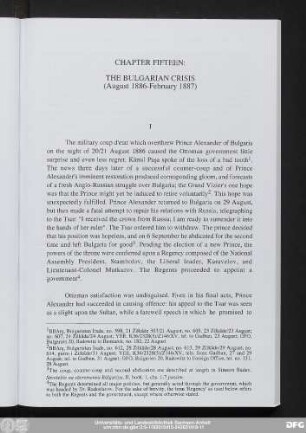 Chapter Fifteen: The Bulgarian Crisis (August 1886-February 1887)