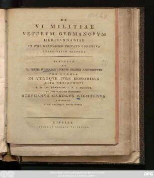 Exercitatio 2: De Vi Militiae Vetervm Germanorvm Heribannariae In Ivre Germanico Privato Conspicva ...