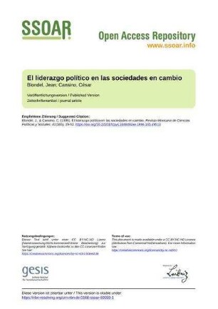 El liderazgo político en las sociedades en cambio