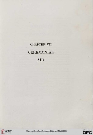 Chapter VII: Ceremonial aid