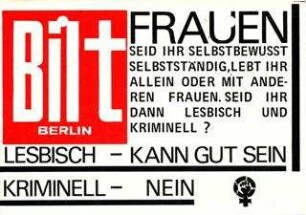 Lesbische Aktion gegen Diskriminierung durch die BILD-Zeitung