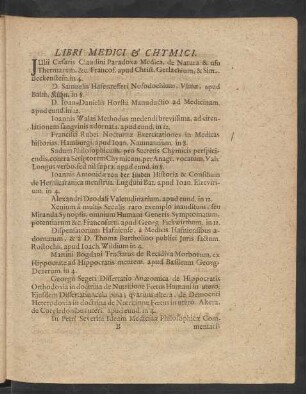 Libri Medici & Chymici.