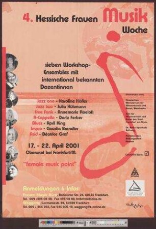 4. Hessische Frauen Musik Woche : sieben Workshop-Esembles mit international bekannten Dozentinnen