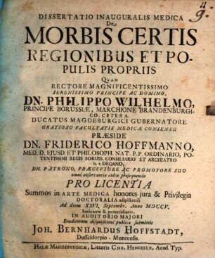 De morbis certis regionibus et populis propriis