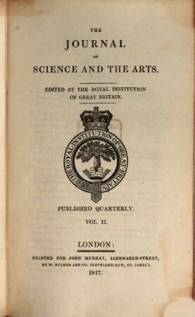 The Journal of science and the arts. 2, 2. 1817