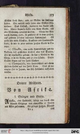 Dritter Abschnitt: Von Afrika