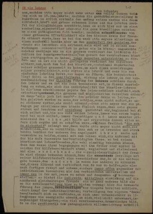 OM als Lehrer I, vorbereitendes Manuskript zum Vortrag vom 08.03.1934 im Kunstgewerbemuseum Zürich