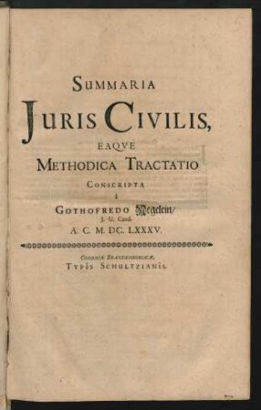 Summaria Iuris Civilis, Eaque Methodica Tractatio