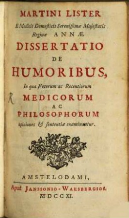 Dissertatio de humoribus