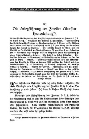 IV. Die Kriegführung der Zweiten Obersten Heeresleitung.