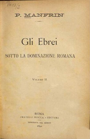 Gli Ebrei sotto la dominazione romana, 2