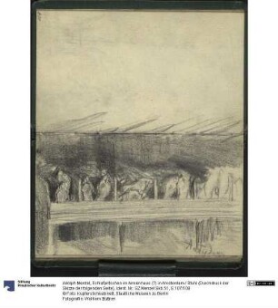 Schlafpritschen im Armenhaus (?) in Amsterdam / Stuhl (Durchdruck der Skizze der folgenden Seite)