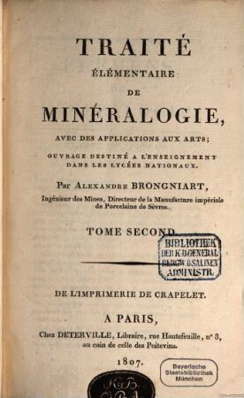 Traité élémentaire de minéralogie : avec des applications aux arts ..., 2