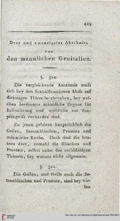 Drey und zwanzigster Abschnitt: Von den männlichen Genitalien