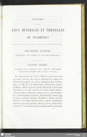 Première partie. Plombières, ses sources et ses eaux minérales