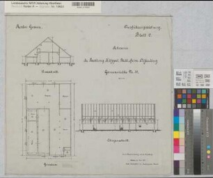 Gemen (Borken) Bauerschaft Wirthe Pachtung Klöppel Scheune Grundriß, Schnitte 1911 1 : 100 49 x 50,5 Zeichnung Landsberg-Velensches Bauamt Landsberg-Velen