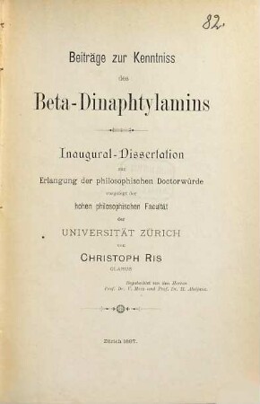 Beiträge zur Kenntniss des Beta-Dinaphtylamins