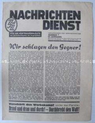 Mitteilungsblatt für Funktionäre des Zentralverbandes der Angestellten "Nachrichtendienst"