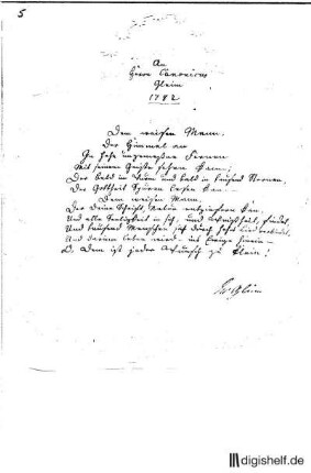 5: Brief von Johann Wilhelm Ludwig der Jüngere Gleim an Johann Wilhelm Ludwig Gleim