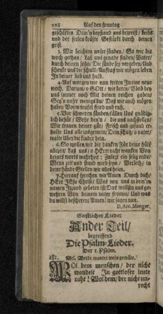 Geistlicher Lieder Ander Teil/ begreiffend Die Psalm-Lieder.