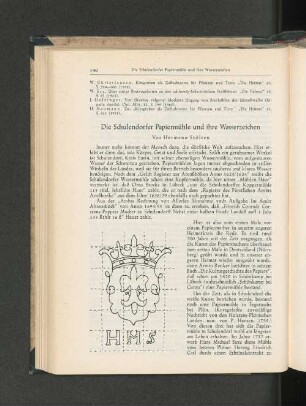 Die Schulendorfer Papiermühle und ihre Wasserzeichen