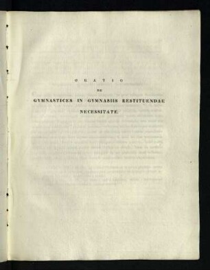 Oratio De Gymnastices In Gymnasiis Restituendae Necessitate