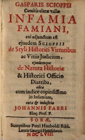 Gasparis Scioppii Infamia Famiani