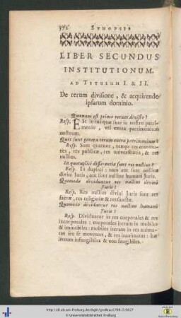 Liber Secundus Institutionum.