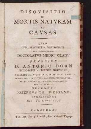 Disqvisitio In Mortis Natvram Et Cavsas