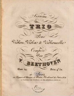 Sixieme trio pour violon, viola & violoncelle : oeuv. 24