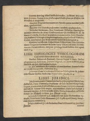 Libri Theologici Theologorum Calvino-Reformatae Religionis.