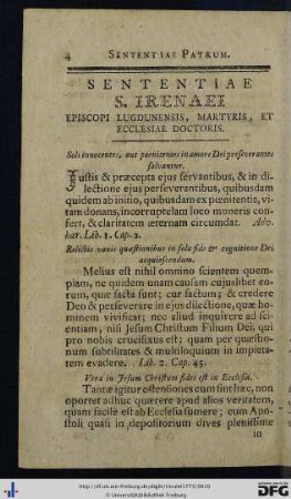 Sententiae S. Irenaei.
