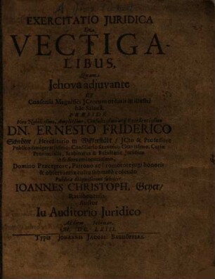 Exercitatio Iuridica De vectigalibus
