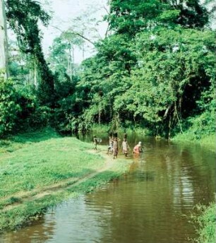 Bechem (Ghana). Wasserholen aus dem Fluss