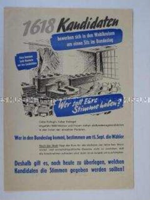 Illustriertes Propagandaflugblatt des DGB zur Bundestagswahl 1957