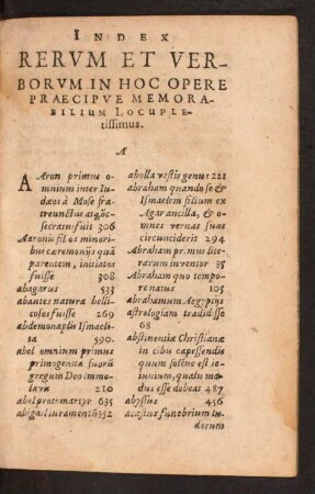 Index Rerum Et Verborum In Hoc Opere Praecipue Memorabilium Locupletissimus.