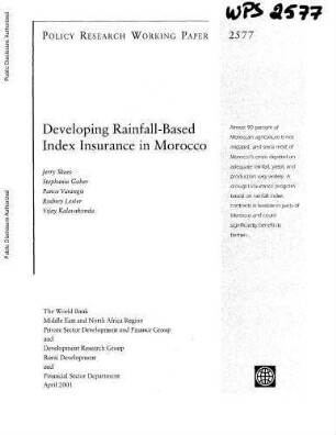 Developing rainfall-based index insurance in Morocco