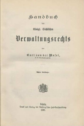 Handbuch des Königl. Sächsischen Verwaltungsrechts