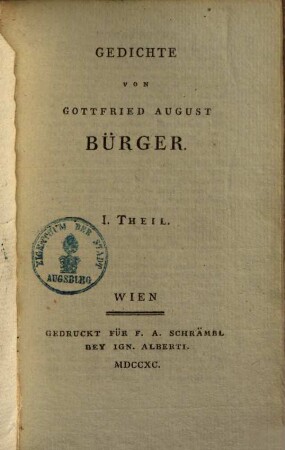 Bürgers Gedichte, 1